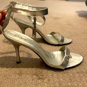 Silver open sandal heels - super cute!